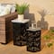 Glitzhome® Black Floral Motif Hexagonal Garden Stool Set